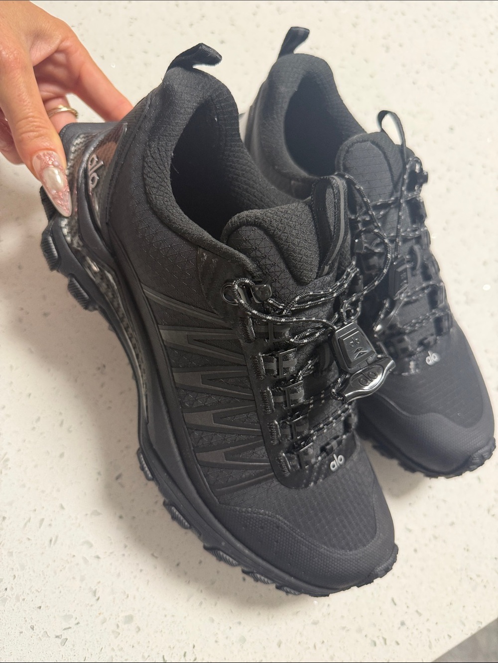 ALO Yoga Black Lace-Up Trail Sneakers